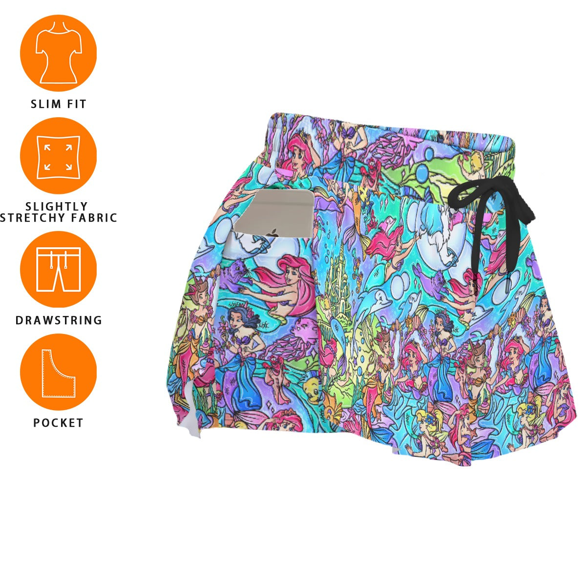 Under the Sea Storybook Scenes - Women's Flowy Pocket Shorts