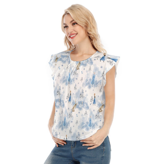 Enchanted Winter Landscape - Women’s Flutter Sleeve Top