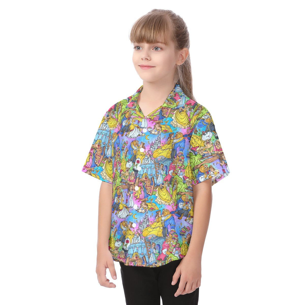 Enchanted Tale Storybook Scenes - Kid's Hawaiian Button Up Shirt
