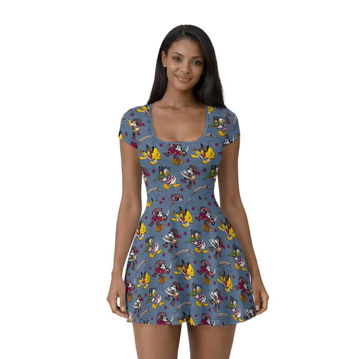 Cruise Pirate Night - Women’s Short Sleeve Athletic Skater Dress with Built-In Shorts