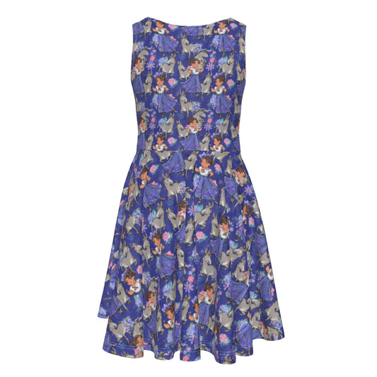 Whimsical Strong Heroine - Kid's Sleeveless Skater Dress