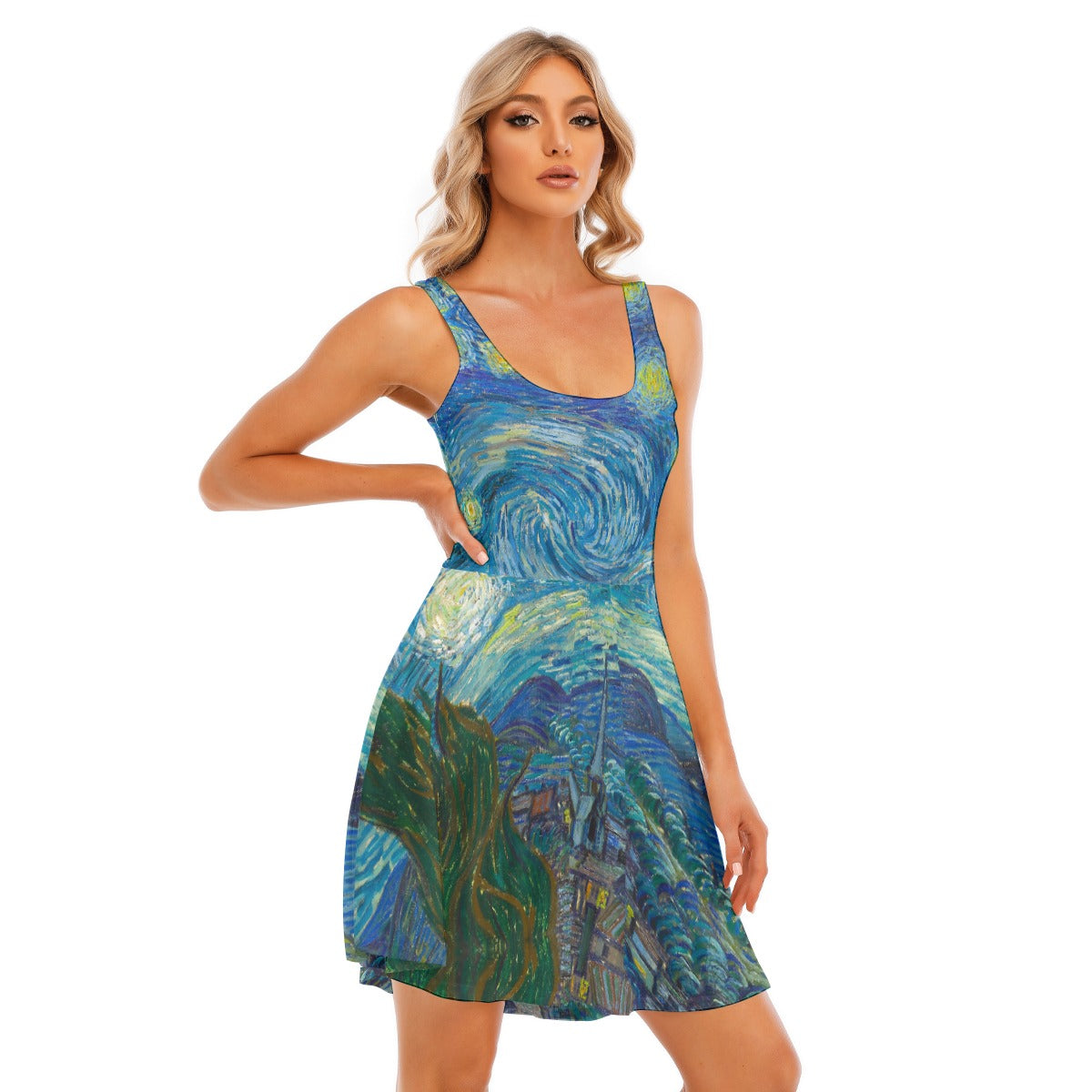Van Gogh Starry Night - Women's Sleeveless Pocket Skater Dress