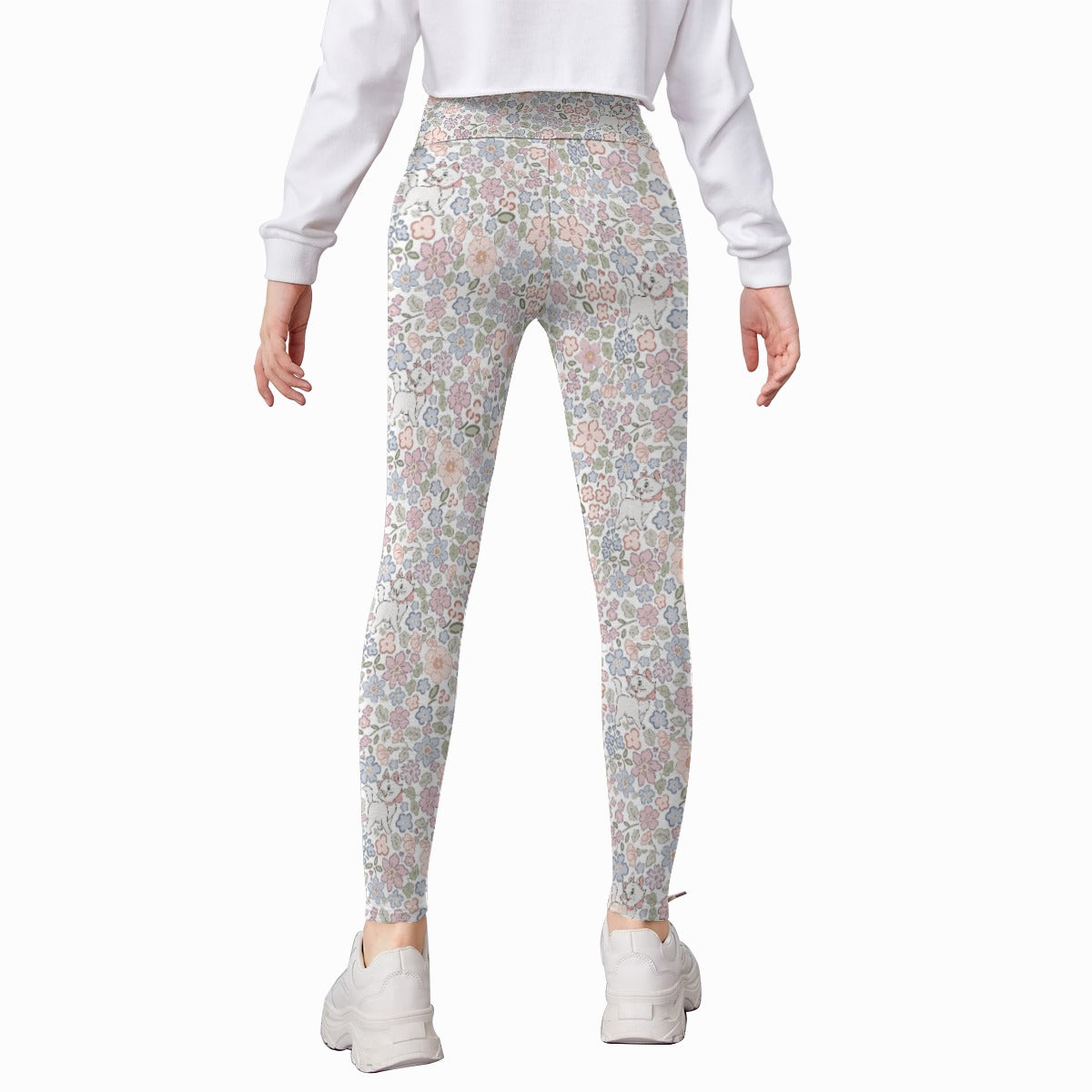 Springtime Kitten Garden Elegance - Kid's Leggings