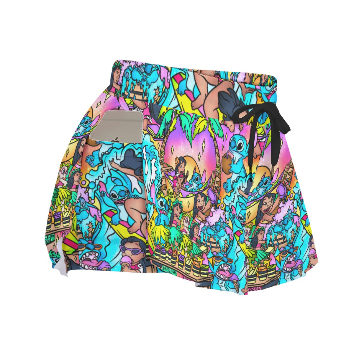 Ohana Island Storybook Scenes - Women's Flowy Pocket Shorts