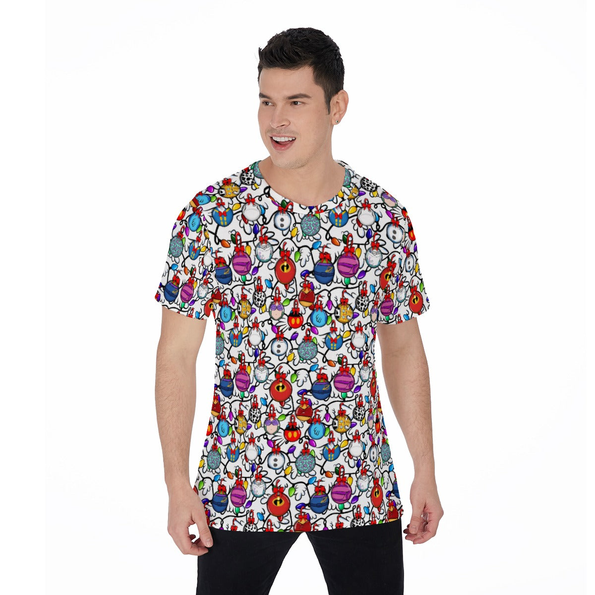 Festive Character Baubles on White - Men's Short Sleeve T-Shirt