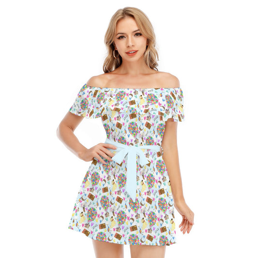 Up Adventure Icons - Women's Off-shoulder Ruffle Dress