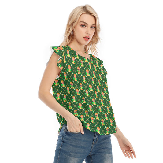 Geometric Citrus Delight - Women’s Flutter Sleeve Top