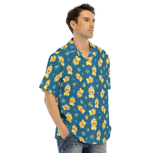 Cheerful Citrus Bird - Men's Hawaiian Button Up Shirt