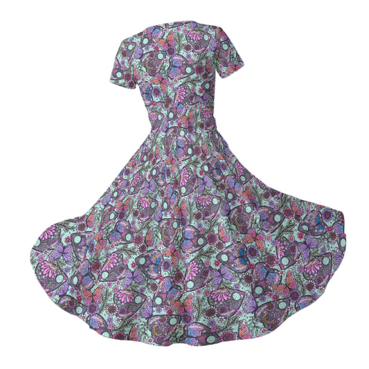 Butterfly Planchettes - Women's V-Neck Ruched Midi Dress