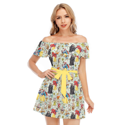 Fairest Crew Sketch - Women's Off-shoulder Ruffle Dress