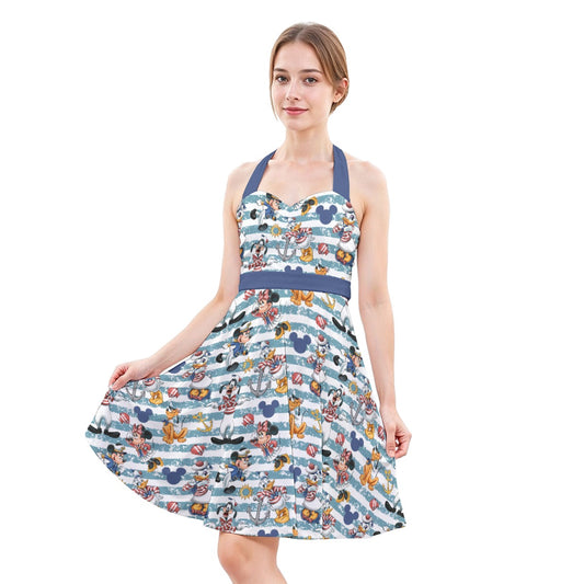 Cruise Crew on Deckends - Women's Halter Vintage Pocket Dress