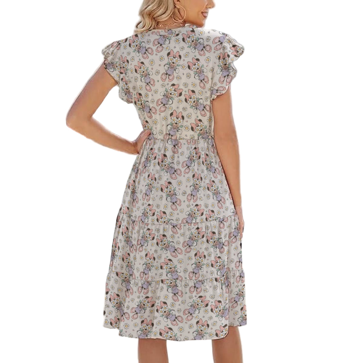 Daisy Crown Delight - Women's Tiered Pocket Midi Dress