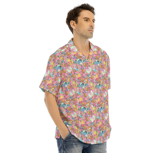 Tattoo Hearts Pooh & Friends - Men's Hawaiian Button Up Shirt