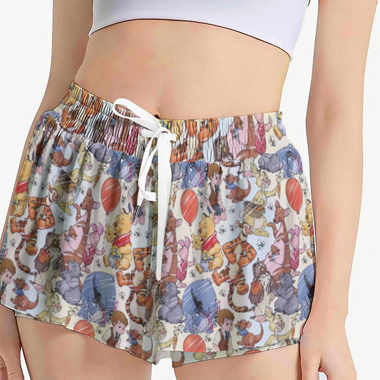 Woodland Friends Sketchched - Women's Flowy Pocket Shorts