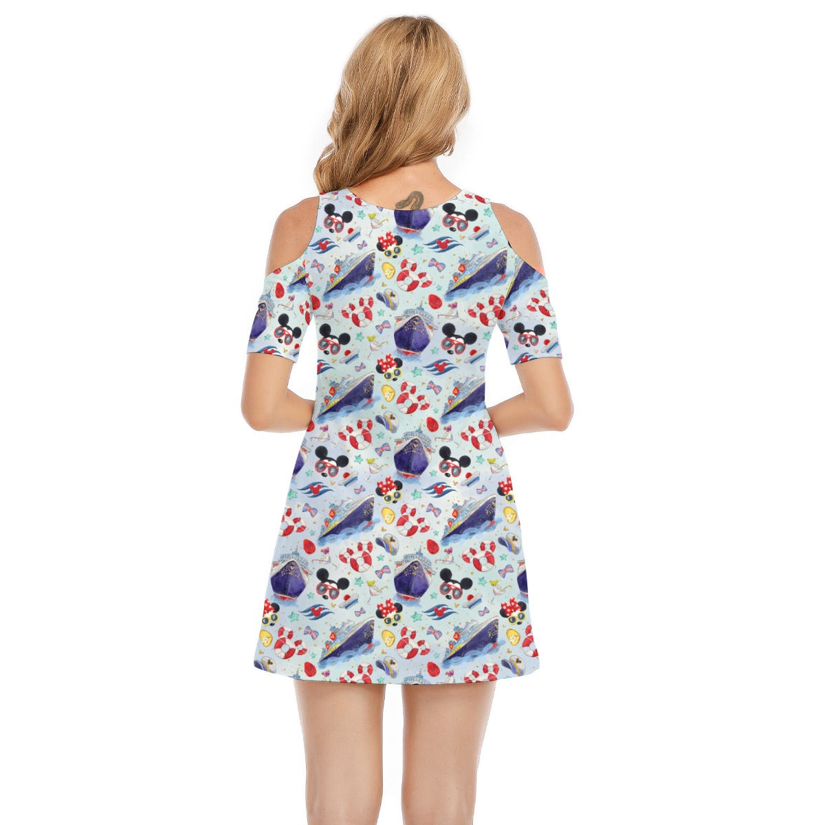 DCL Cruise Style Adventure - Women's Cold Shoulder Cotton Dress