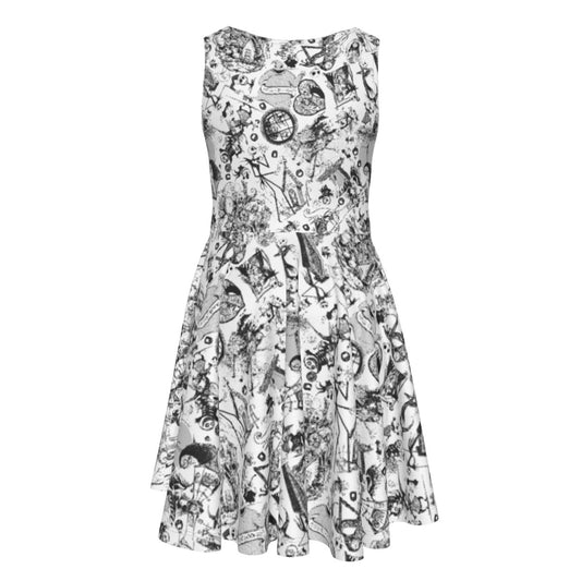 Nightmare Halloween Sketches- Kid's Sleeveless Skater Dress