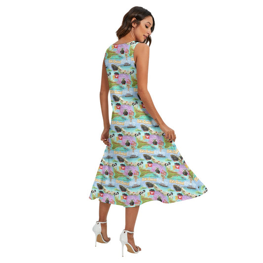 Tropical Castaway Island - Women’s Diagonal Pocket Midi Dress