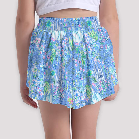Bright Tropical Princess - Royal Beach Day - Girls’ Flowy Pocket Shorts