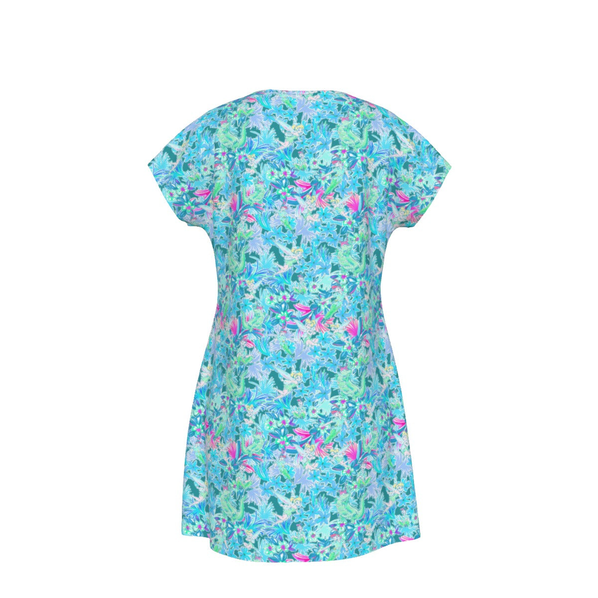 Bright Floral Flight - Neverland Adventure - Women's T-Shirt Dress