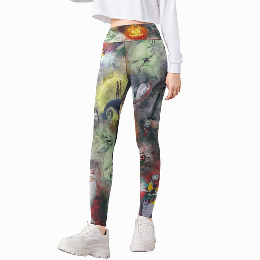 Watercolor Nightmare Town - Kid's Leggings