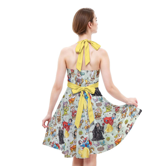Fairest Crew Sketch - Women's Halter Vintage Pocket Dress