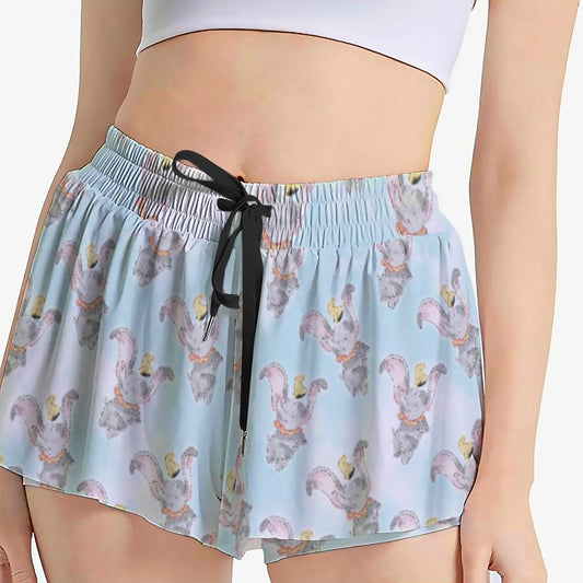 Sketch of Flying Elephant - Women's Flowy Pocket Shorts