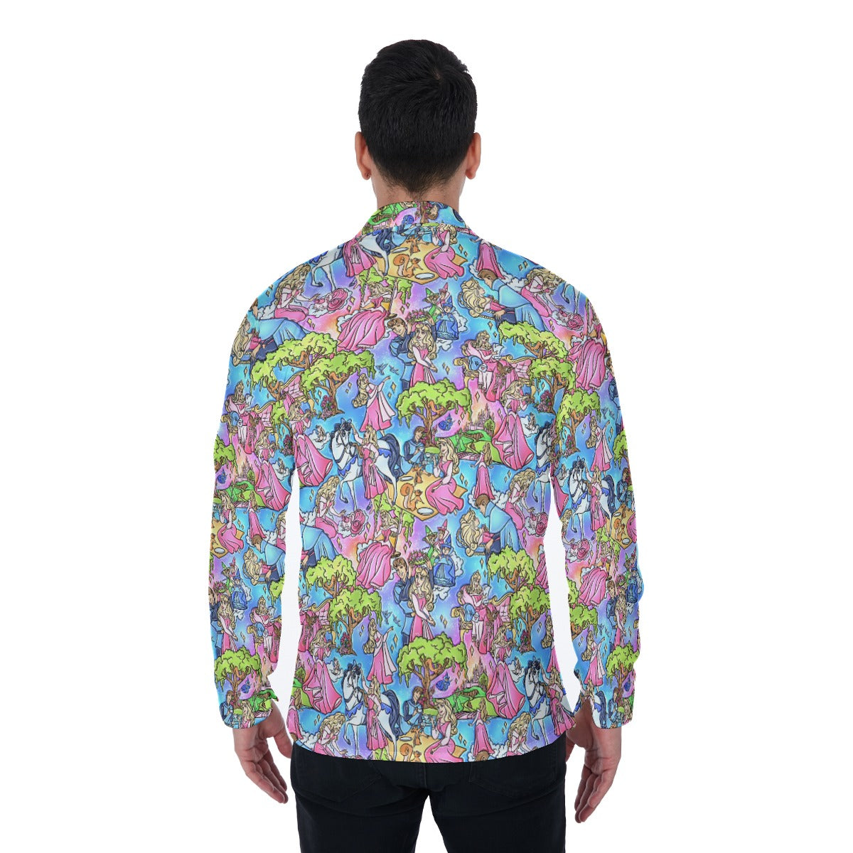 Dreaming Princess Storybook Scenes - Men's Long Sleeve Button Up Shirt