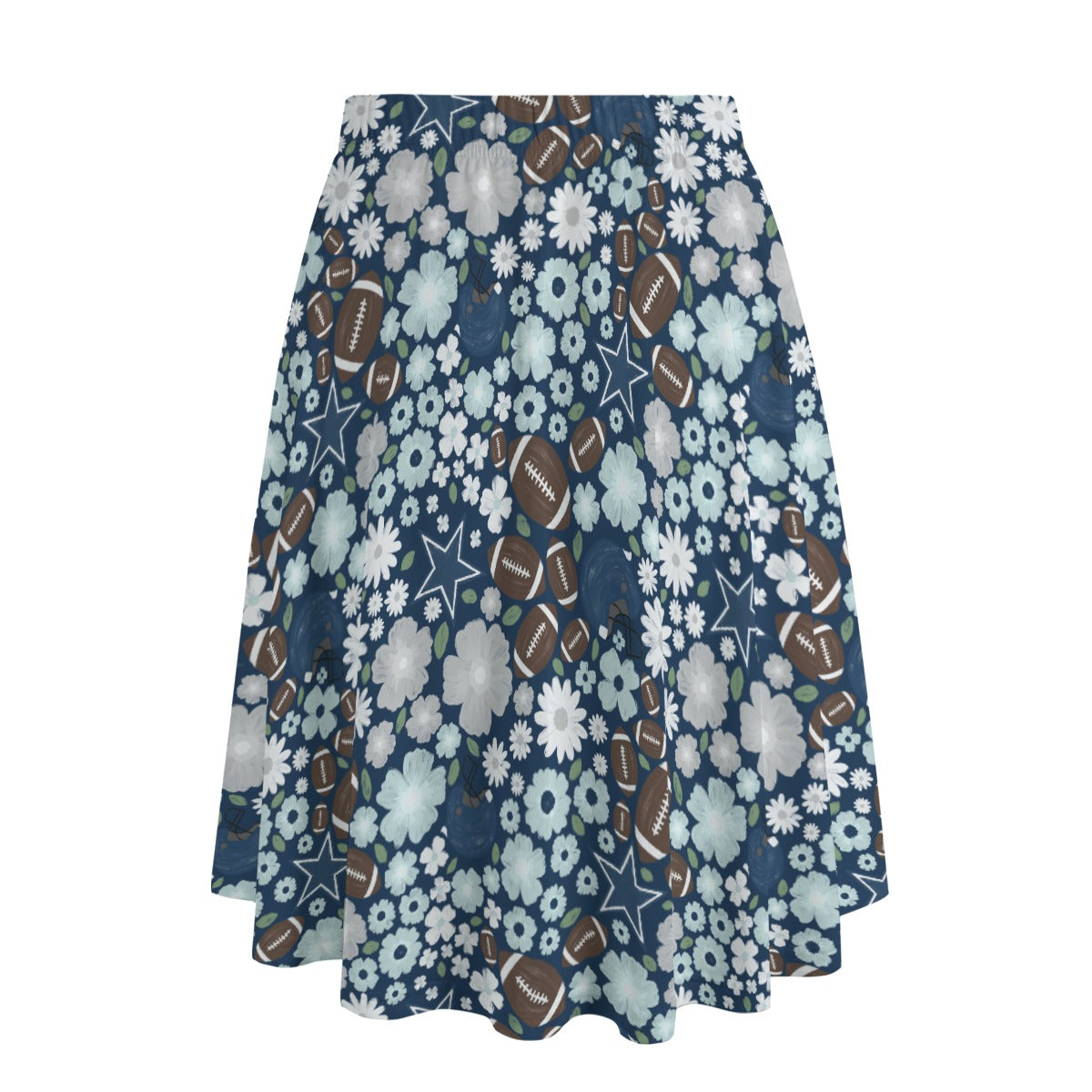 Blue Star Blooms - Women’s Pocket Midi Skirt