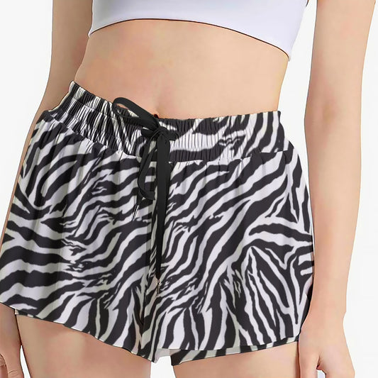 Animal Print - Zebra - Women's Flowy Pocket Shorts