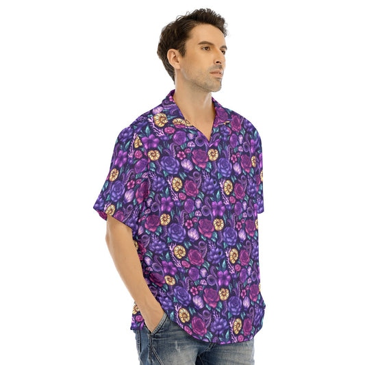 Fairytale Florals - Ursula Inspired - Men's Hawaiian Button Up Shirt