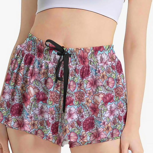 Fairytale Florals – Island Princess - Women's Flowy Pocket Shorts