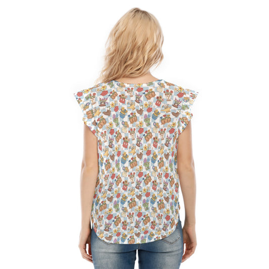 Flourishing Fairytale Pots - Women’s Flutter Sleeve Top