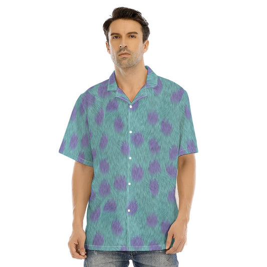 Turquoise Monster Spots - Men's Hawaiian Button Up Shirt