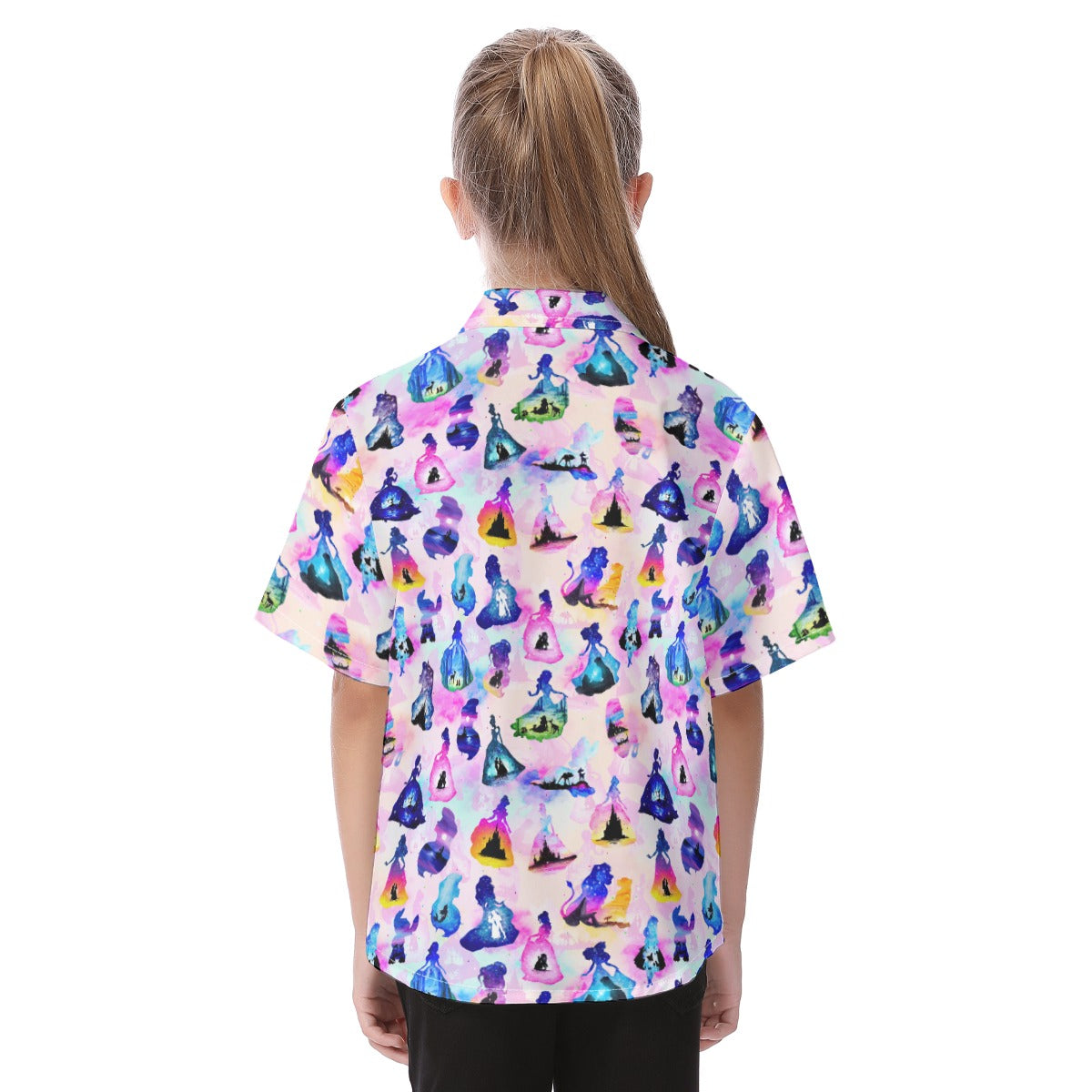 Princess And Classic Animation Silhouettes - Kid's Hawaiian Button Up Shirt