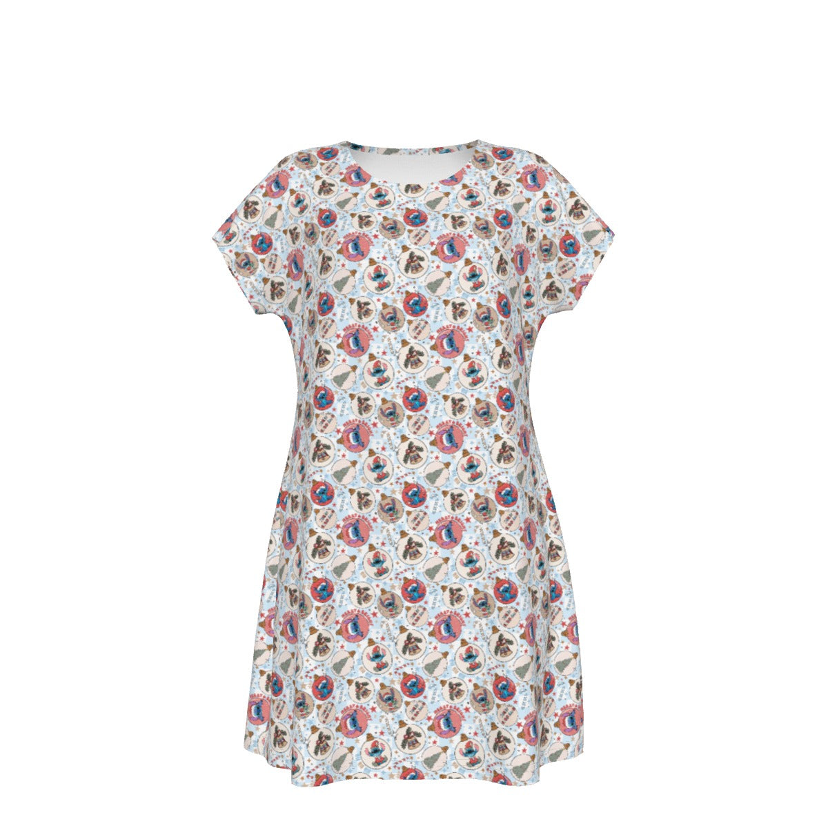 Festive Elf and Ornament Fun - Women's T-Shirt Dress