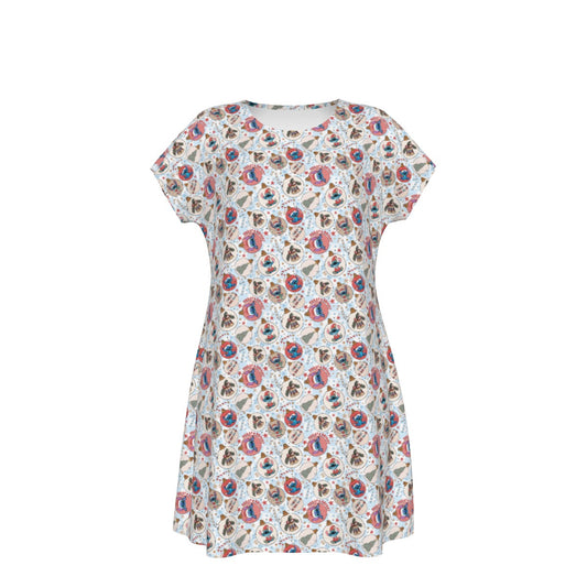 Festive Elf and Ornament Fun - Women's T-Shirt Dress