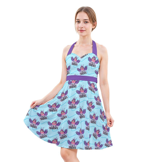 Shiny Deep-Sea Villain - Women's Halter Vintage Pocket Dress