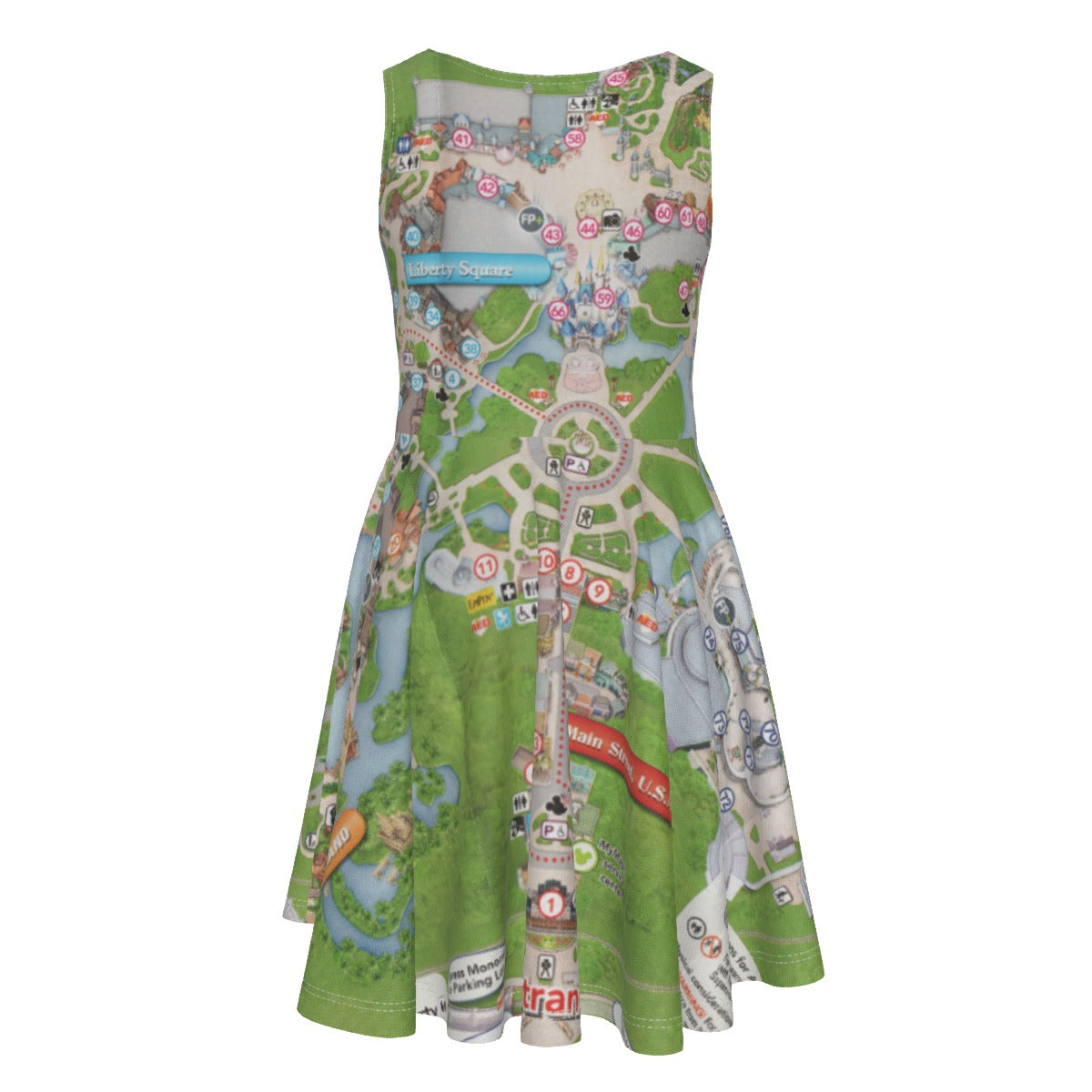 Vibrant Fantasy Park Map - Kid's Sleeveless Skater Dress