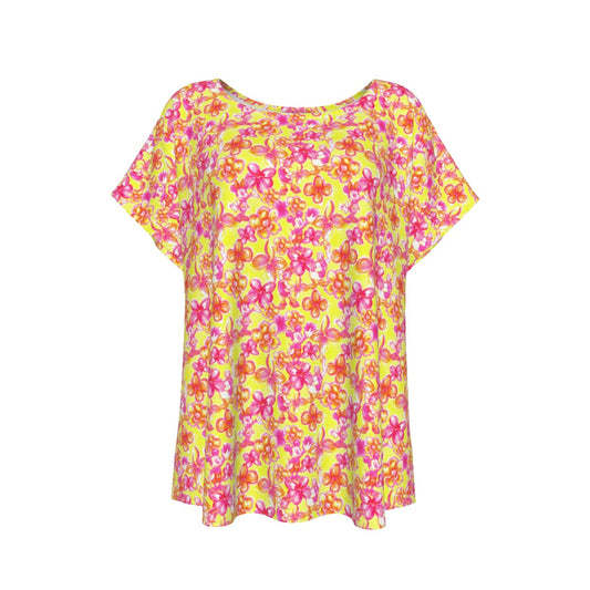 Neon Tropical Floral Friendsends - Women’s Relaxed Fit Scoop Tee