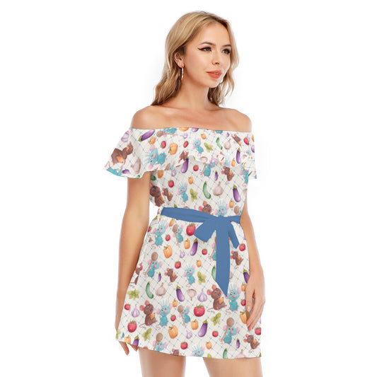 Ratatouille Veggies - Women's Off-shoulder Ruffle Dress