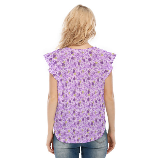 Fruitimals - Blackberry Axolotls - Women’s Flutter Sleeve Top