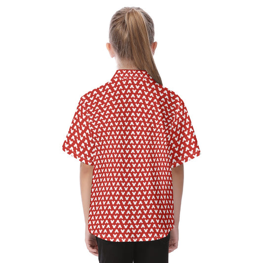 Mouse Ears Polka Dots Red - Kid's Hawaiian Button Up Shirt