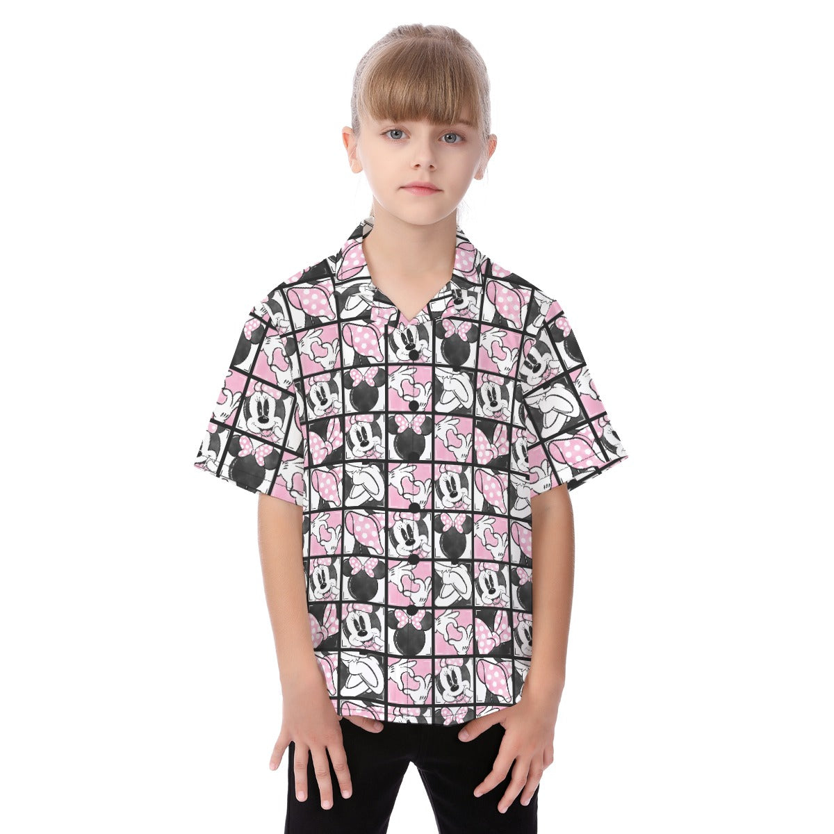 Mouse Bow Block Party - Kid's Hawaiian Button Up Shirt