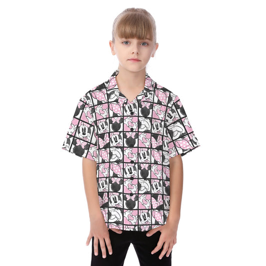 Mouse Bow Block Party - Kid's Hawaiian Button Up Shirt