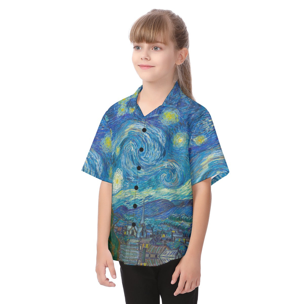 Van Gogh Starry Night - Kid's Hawaiian Button Up Shirt
