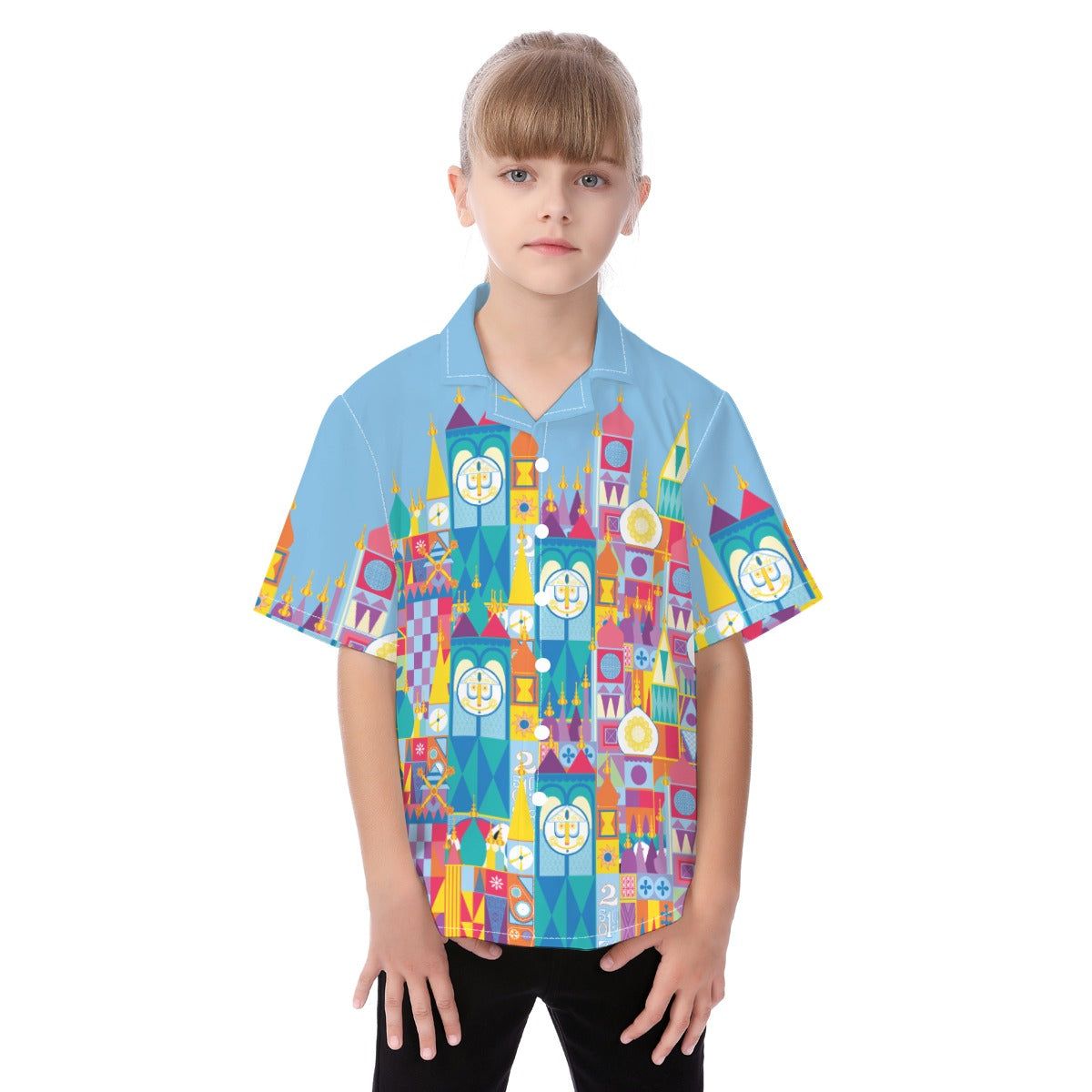 Whimsical World Facade - Kid's Hawaiian Button Up Shirt