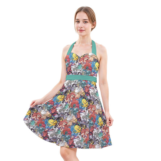 Undersea Crew Sketch - Women's Halter Vintage Pocket Dress