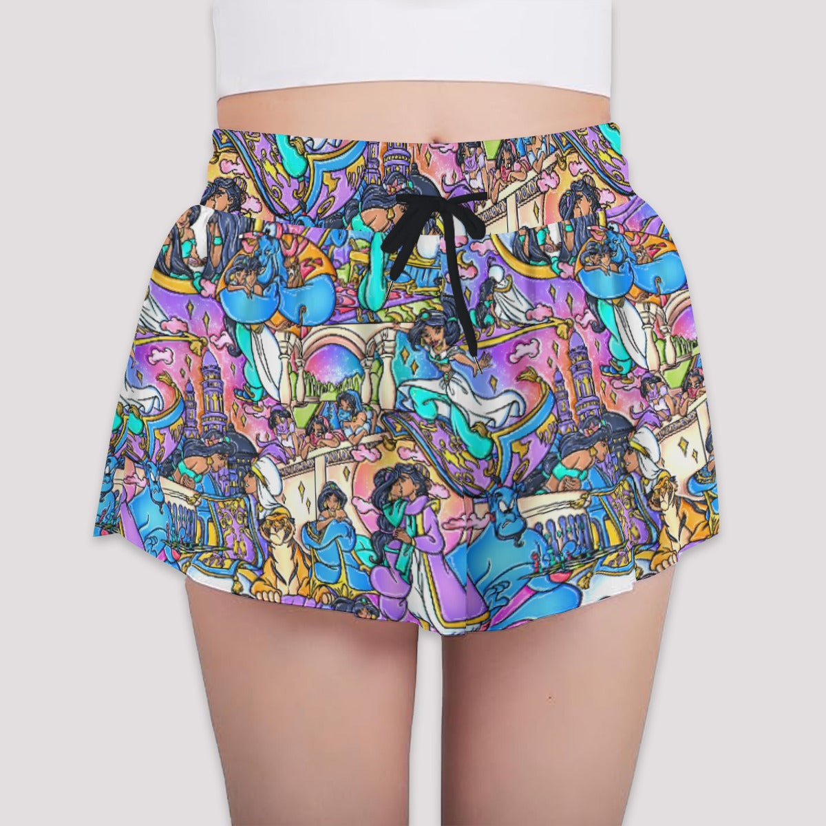 Magic Carpet Storybook Scenes - Girls’ Flowy Pocket Shorts