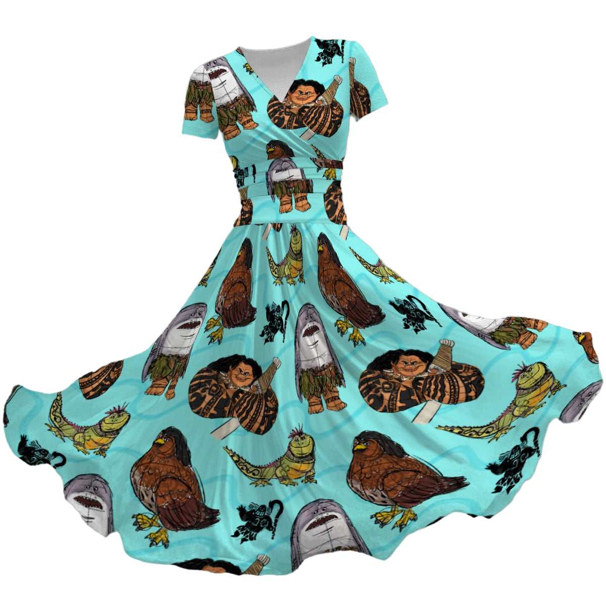 Shapeshifting Island Hero - Women's V-Neck Ruched Midi Dress