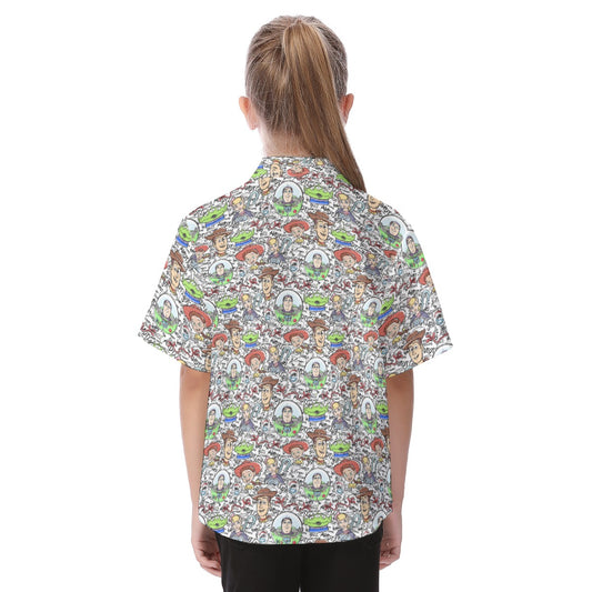 Sketch Autographs of Animated Toy Friends - Kid's Hawaiian Button Up Shirt
